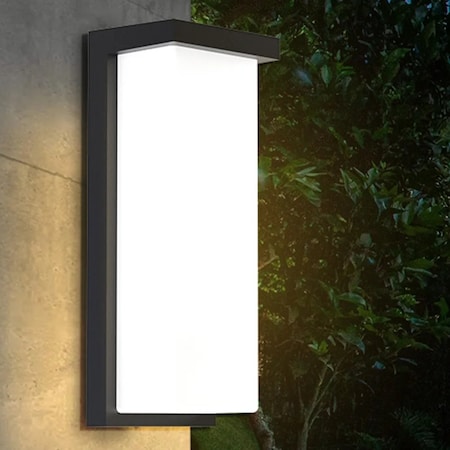 Euri Lighting LED Outdoor Rectangle Wall Light, 3 Wattage/Color Selectable, Waterproof, 18-22W Options EOL-WL61BK-1100esw